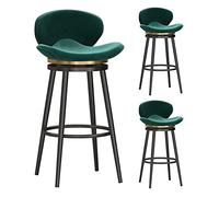 Modern Swivel Bar Stools Set of 3, Velvet Upholstered Counter Height Bar Chairs with Back and Footrest for Kitchen Counter, Home Bar, and Dining Room