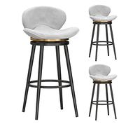 Modern Swivel Bar Stools Set of 3, Velvet Upholstered Counter Height Bar Chairs with Back and Footrest for Kitchen Counter, Home Bar, and Dining Room