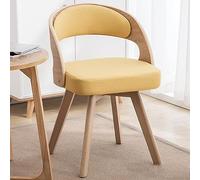 Modern Swivel Dining Chairs Set of 2 - Upholstered Cotton Fabric with Wood Legs - Stylish Backrest Side Chairs for Kitchen, Dining Room, Leisure, and Makeup
