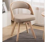 Modern Swivel Dining Chairs Set of 2 - Upholstered Cotton Fabric with Wood Legs - Stylish Backrest Side Chairs for Kitchen, Dining Room, Leisure, and Makeup