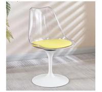 Modern Swivel Tulip Side Chair With Comfortable Cushioned Seat PU Leather Soft Cushion Ergonomic Transparent Backrest Design Armless Cantilever Chairs For Kitchen(Color:5)