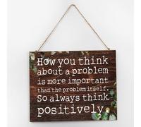 Modern Table Decor Wood Sign How You Think About A Problem Is More Important Positive Wall Art Wood Plaque Sign 10x12 Inch Wooden Hanging Signs Home Decor for Home Porch