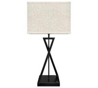 Modern Table Lamp Black Metal Tripod Base, Linen Fabric Square Shade, E27 Socket, Contemporary Design for Living Room, Bedroom T518