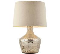 Modern Table Lamp Hammered Pearl Ombre & White Linen Shade Feature Bedside Light