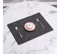 Modern Table Placemats, Fall Placemats Set of 4 17x12 Inch Reversible Woven Pattern PU Leather Grey Black