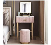 Modern Table Set for Girls' Room Dressing Table with Mirror & Stool Dimmable 3 Color Lighting Der 50 x 40 x 78 cm