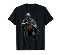 Modern Tactical Templar Knight Operator Cross Faith Rifle T-Shirt