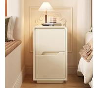 Modern Tall Nightstand with 2 Drawers - Stylish Beige Bedside Table for Bedroom, Living Room, Office & Entryway - Versatile Accent Furniture, 50x40x55 cm