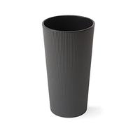 Modern Tall Ribbed Planter - 25cm, 30cm diameter Cylindrical Flower Pot for Indoor & Outdoor Plants - Durable, Weather-Resistant & Lightweight - Grey/White/Taupe colours (Grey, 25cm x 46 cm)