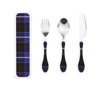 Modern Tartan of Scottish Clan Dunlop Portable Kids Utensil Set Stainless Steel Fork, Spoon & Knife 3-Piece-Set, Easy to Clean, and Perfect for School, Travel, Or Home Use