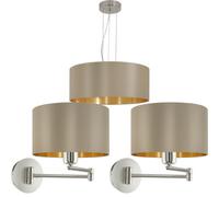 Modern Taupe Gold Ceiling Pendant Light With 2 Matching Wall Sconces