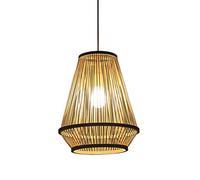 Modern Tea Room Bamboo Chandelier Hand-Woven Rattan Cage Basket Hanging Lamp Adjustable Domed Shape Ceiling Lamp Handmade Weave Hanging Lighting Fixture, for Living Room,Bedroom14.1IN