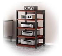 Modern Teak Audio Stand5Tier Stereo Component Rack Open Game TV Tower 50x40x90CM Perfect for AV Equipment & Home/Office Setup
