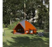 Modern Teepee Tent for Camping & Outdoor Adventures, Grey & Orange, 388x320x169 cm, 185T Polyester, Waterproof UV Protection