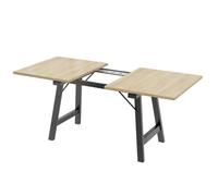 Modern telescopic dining table extendable from 140 to 180 cm for 4 to 6 people folding table with wood grain finish dining table with metal frame