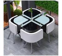 Modern Tempered Glass Dining Table Set for 4 SpaceSaving Round/Square Kitchen Table & Chairs Stylish Home Furniture for Compact Areas Ideal for Small Spaces