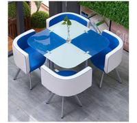 Modern Tempered Glass Dining Table Set with Round/Square Table & Chairs Stylish Kitchen Bar Lounge Office Hotel Furniture for Contemporary Spaces 23
