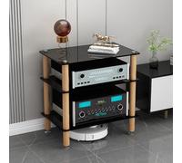 Modern Tempered s AV Ma Stand 3 Tier o Video Shelving Unit Slish Record Player Console & CD Player Cabinet Ideal for Living & Gaming Rooms (Black H66cm/26in)