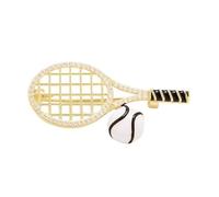 Modern Tennis Racket Brooch Alloy Lightweight Clasp Great for Active Lifestyles & Attire Sporty Jewelry Accessory