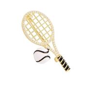 Modern Tennis Racket Brooch Alloy Lightweight Clasp Great For Active Lifestyles & Office Attire Tennis Racket Pin