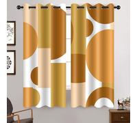 Modern Terracotta Blackout Curtains 42x63in Mid-Century Geometric Design Minimalist Aesthetic ge Brown & White Drapes with Grommets for Bedroom Kitchen Living Room