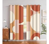 Modern Terracotta Blackout Curtains - Mid Century Minimalist Drapes with Grommets for Bedroom Kitchen & Living Room - 52x84in Geometric Aesthetic ge Style
