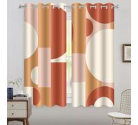 Modern Terracotta Blackout Curtains Minimalist Mid-Century Design with Grommets Geometric Aesthetic Drapes for Bedroom Kitchen Living Room - 42x63in
