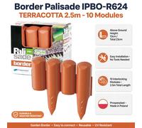 Modern Terracotta Garden Palisade Border IPBO-R624 2.5m Prosperplast 10 Modules