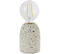 Modern Terrazzo Table Lamp - White Speckled Marble Chip Stone Base- Feature Bedside Light - Vintage Filament Bulb Holder - Inline Switch - 40W Max LED E27