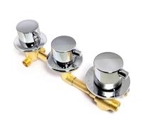Modern Thermostatic 2 Way Shower Diverter Valve Kit, Brass Mixing Valve Diverter, Shower Faucet, Tap Cartridge, Triple Handle, Perfect for Bathroom Decor, Chrome