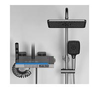 Modern Thermostatic Digital Shower Faucet Set - 4 Function Rain Showerhead & Handheld Combo with Piano Key Control - Luxurious Bathroom Shower System for Ultimate Comfort