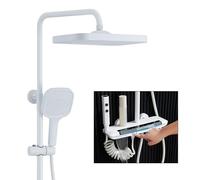 Modern Thermostatic Shower Column with LED Ambient Light RSS0322 Piano Touch Shower Set Round/Square Rainfall Showerhead Bathtub Faucet 59A Full Copper Construction