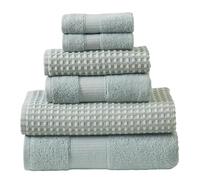 Modern Threads 6-Piece 100% Combed Cotton Yarn Dyed Cobblestone Jacquard Towel Set Misty Blue