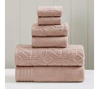 Modern Threads 6 Piece Set, 2 Bath Towels, 2 Hand Towels, 2 Washcloths Yarn Dyed Diamond Gate Jacquard Towel Set Dusty Rose