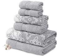Modern Threads 6 Piece Set, 2 Bath Towels, 2 Hand Towels, 2 Washcloths Yarn Dyed Jacquard/Solid Towel Set Charlize Stone