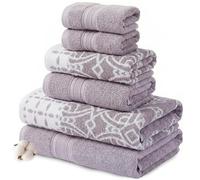 Modern Threads 6 Piece Set, 2 Bath Towels, 2 Hand Towels, 2 Washcloths Yarn Dyed Jacquard/Solid Towel Set Monroe Orchid