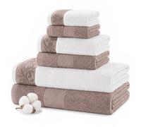 Modern Threads 600 GSM 6-Piece Towel Set with Filgree Jacquard Border Rose