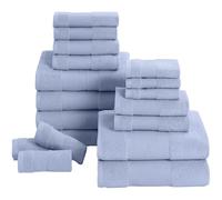 Modern Threads Air Cloud 100% Combed Cotton Towel Set, Blue, 18-Piece