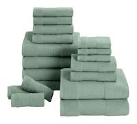 Modern Threads Air Cloud 18-Piece Towel Set - 100% Zero-Twist Cotton, 500 GSM, Quick Dry & Plush, Eucalyptus