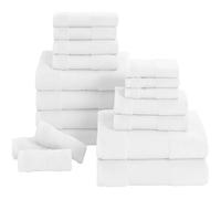 Modern Threads Air Cloud 18-Piece Towel Set - 100% Zero-Twist Cotton, 500 GSM, Quick Dry & Plush, White