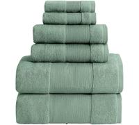 Modern Threads - Air Cloud 6-Piece 100% Zero-Twist Cotton Towel Set - Bath Towels, Hand Towels, & Washcloths - Super Absorbent & Quick Dry - 500 GSM - Soft & Plush, Eucalyptus