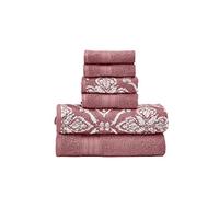 Modern Threads Amaris 6-Piece Reversible Yarn Dyed Jacquard Towel Set - Bath Towels, Hand Towels, & Washcloths - Super Absorbent & Quick Dry - 100% Combed Cotton, Rosewood