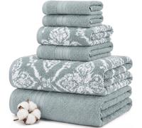 Modern Threads Amaris 6-Piece Reversible Yarn Dyed Jacquard Towel Set - Bath Towels, Hand Towels, & Washcloths - Super Absorbent & Quick Dry - 100% Combed Cotton, Ivy