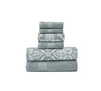 Modern Threads Amaris 6-Piece Reversible Yarn Dyed Jacquard Towel Set - Bath Towels, Hand Towels, & Washcloths - Super Absorbent & Quick Dry - 100% Combed Cotton, Ivy