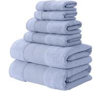 Modern Threads Amrapur Overseas Air Cloud 6-Piece 100% Zero-Twist Cotton Towel Set - Bath Towels, Hand Towels, & Washcloths - Super Absorbent & Quick Dry - 500 GSM - Soft & Plush, Blue