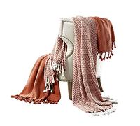 Amrapur Overseas | Monaco 100% Cotton Throw Blanket (Brick) 2 Pack