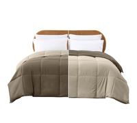 Modern Threads Amrapur Overseas Soft, Comfortable Alternative to Goose Down-Bedding for All Seasons, Polyester Blend, Stone/Champagne, King