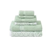 Modern Threads Amrapur Overseas Trefoil Filigree 6-Piece Reversible Yarn Dyed Jacquard Towel Set - Bath Towels, Hand Towels, & Washcloths - Super Absorbent & Quick Dry - 100% Combed Cotton