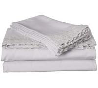 Modern Threads Amrapur Pacific Coast Textiles 4 PIECE CROCHET LACE MICROFIBER SHEET SET DOVE GRAY KING, Microfibre