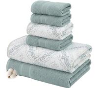 Modern Threads Capri 6-Piece Reversible Yarn Dyed Jacquard Towel Set - Bath Towels, Hand Towels, & Washcloths - Super Absorbent & Quick Dry - 100% Combed Cotton, Ivy